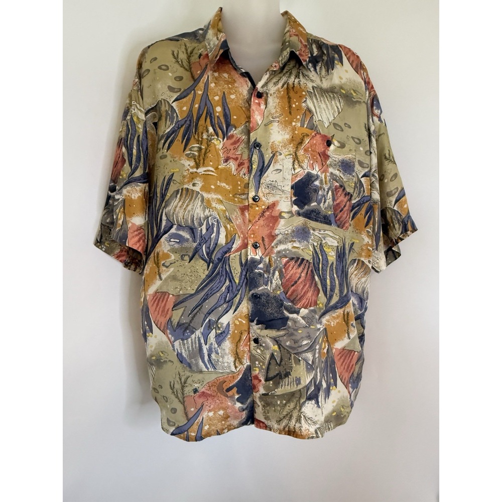 Summa Silk Tropical Reef Fish Shirt XL‎ Short Sleeve Hawaiian Button Down NWOT